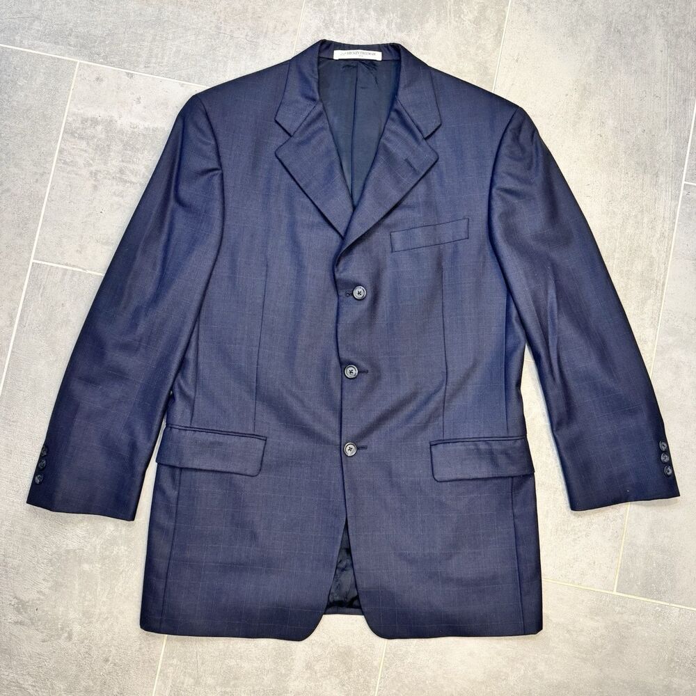Hickey-Freeman Blue Windowpane 3 Button Wool Sportcoat Blazer 40R